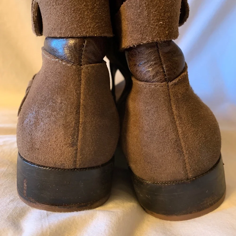 UGG brown suede and pebbled genuine leather riding boots - Picture 5 of 12